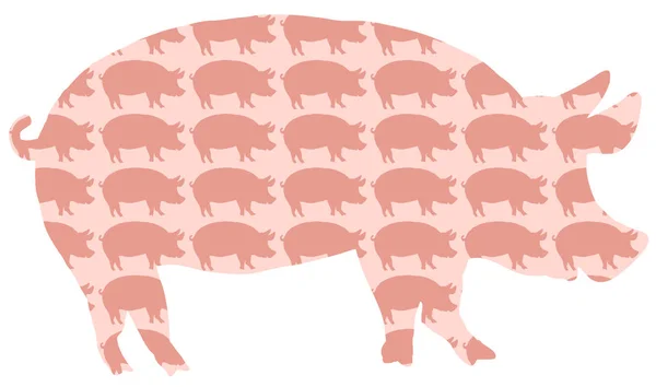 Schweinefleisch Silhouetten Von Schweinen Hintergrund Isolierter Vektor Auf Weißem Hintergrund — Stockvektor