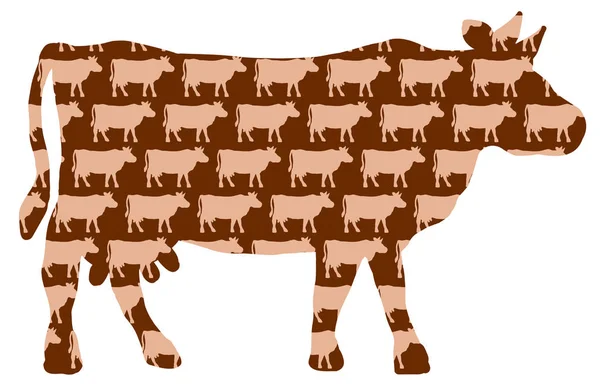 Rindermuster Silhouetten Von Kühen Hintergrund Isolierter Vektor Auf Weißem Hintergrund — Stockvektor