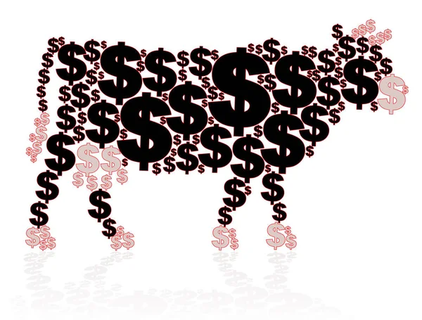 Une Vache Lait Une Métaphore Commerciale Des Dollars Qui Façonnent — Image vectorielle