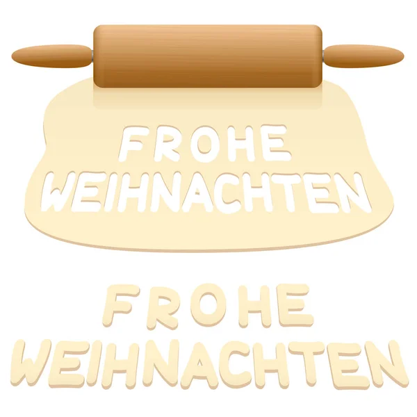 メリー クリスマスのクッキーが Frohe アドベントをドイツ語で言ってパイ生地から切り出した — ストックベクタ