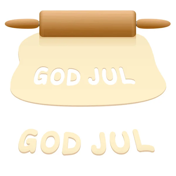 Tanrı Nın Temmuz Sveç Dilinde Söyleyerek Pasta Hamur Neşeli Noel — Stok Vektör