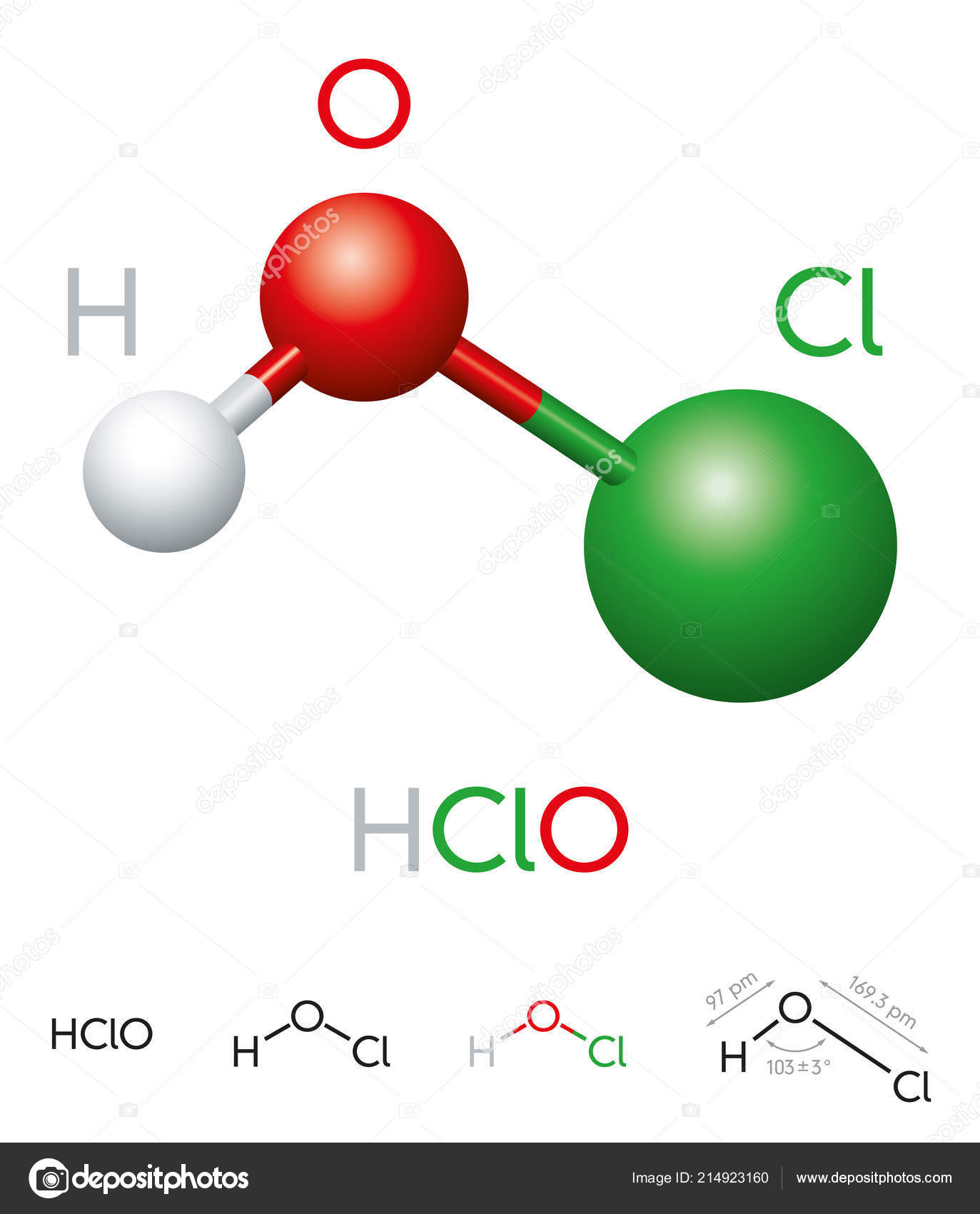 Hclo Ball And Stick Model Hclo Hypochlorous Acid Molecule Model Chemical Formula Ball Stick Model Stock Vector C Furian 214923160