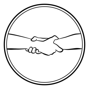 Eller tahlisiye yardım sürükleyici. Logo Anahat vektör çizim beyaz arka plan üzerinde yuvarlak izole.