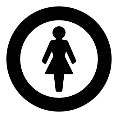 Kadın logosu, siyah çerçeve yuvarlak. Beyaz arka plan üzerinde basit izole örnek.