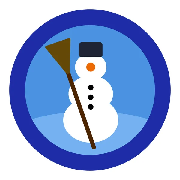 Kardan Adam Logo Mavi Gökyüzü Yuvarlak Mavi Çerçeve Beyaz Arka — Stok Vektör