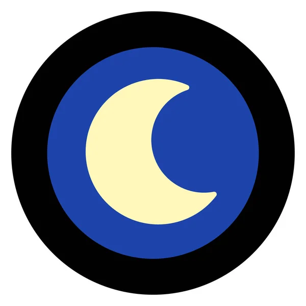 Logo Lune Ciel Nocturne Cadre Rond Noir Illustration Isolée Simple — Image vectorielle