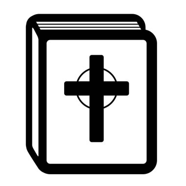 Kutsal İncil piktogram. Kitap simgesini Hıristiyan çapraz, Hıristiyanlık dini sembol ile.