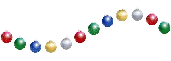Christmas Bollar Golden Silver Röd Grön Och Blå Blank Julgran — Stock vektor