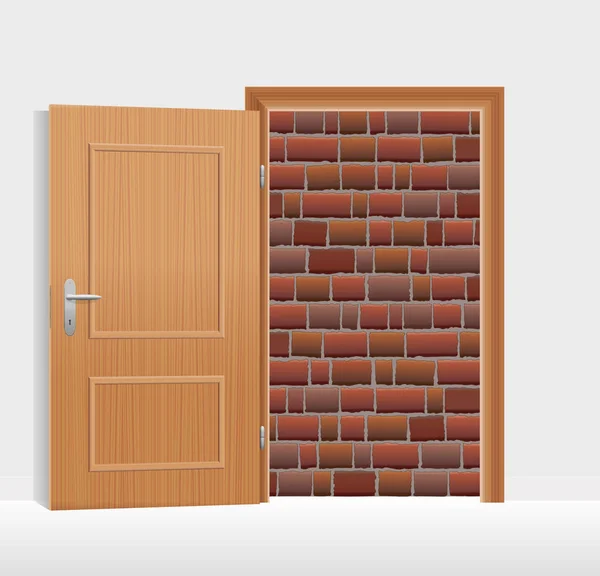 Porte Ouverte Mais Murée Briques Symbole Pour Être Désespéré Piégé — Image vectorielle