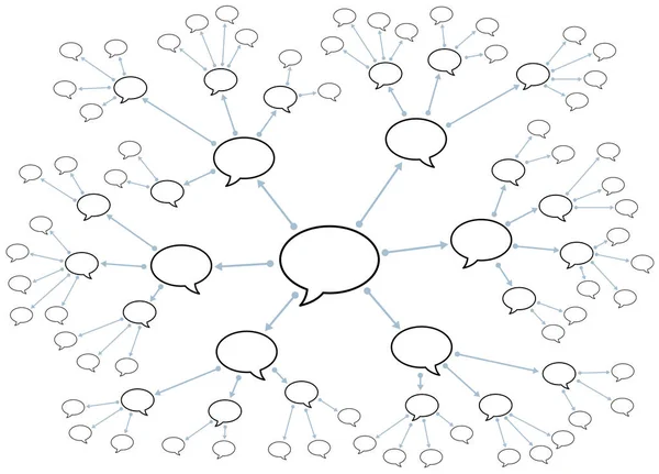 Rede Com Bolhas Fala Simbólico Para Rumores Fábrica Fofocas Divulgação — Vetor de Stock