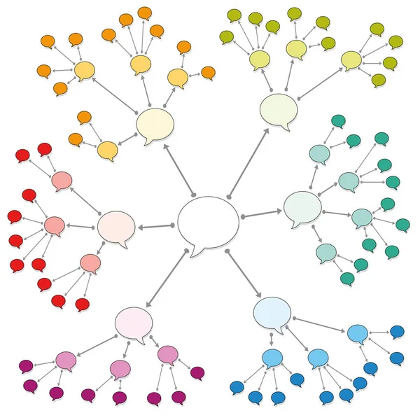 Цветные Речевые Пузыри Символ Обмена Информацией Знаниями Обучения Обсуждения Передачи — стоковый вектор