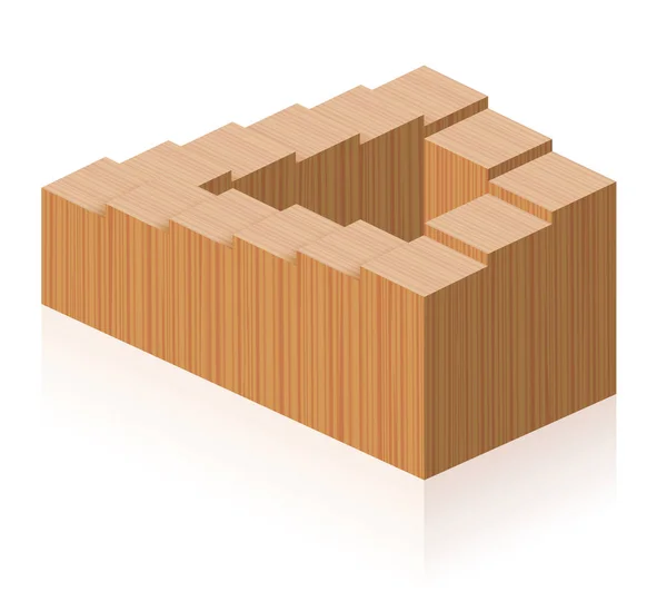Пенроуз Степ Оптическая Иллюзия Деревянной Невозможной Лестницы Образующей Непрерывный Цикл — стоковый вектор
