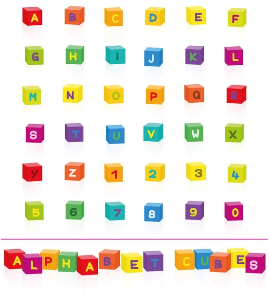 Colorful Alphabet Cubes Letters Numbers Select Put Together Isolated Vector — Stock Vector