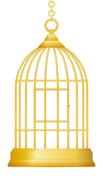 Gilded Cage Symbol Being Trapped Luxury Wealth Freedom Isolated Vector — Stock Vector