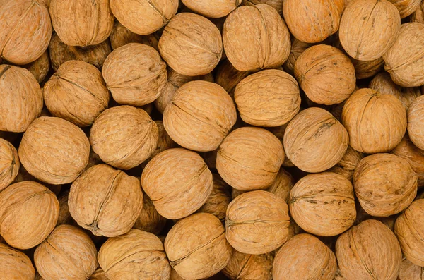 Walnuts Background Close Unshelled Dried Seeds Common Walnut Tree Juglans — Stock Photo, Image