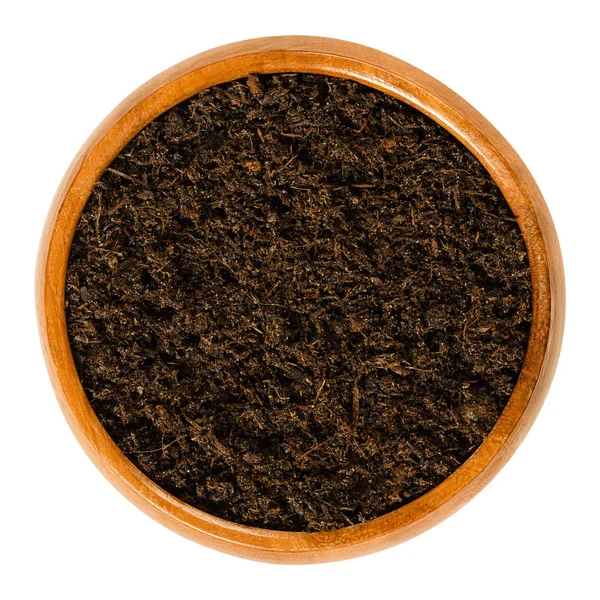 Potgrond Met Turf Houten Kom Potgrond Mix Compost Met Meest — Stockfoto