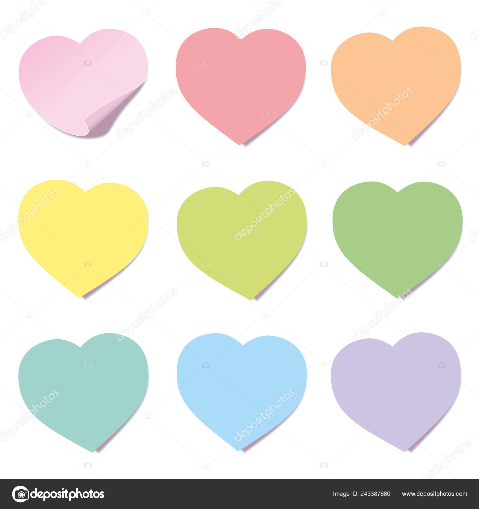 Heart Post Collection Sticky Notes Heart Shaped Different Colors