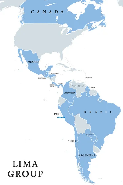 Groupe Lima Organe Multilatéral Carte Politique Douze Pays Ont Signé — Image vectorielle