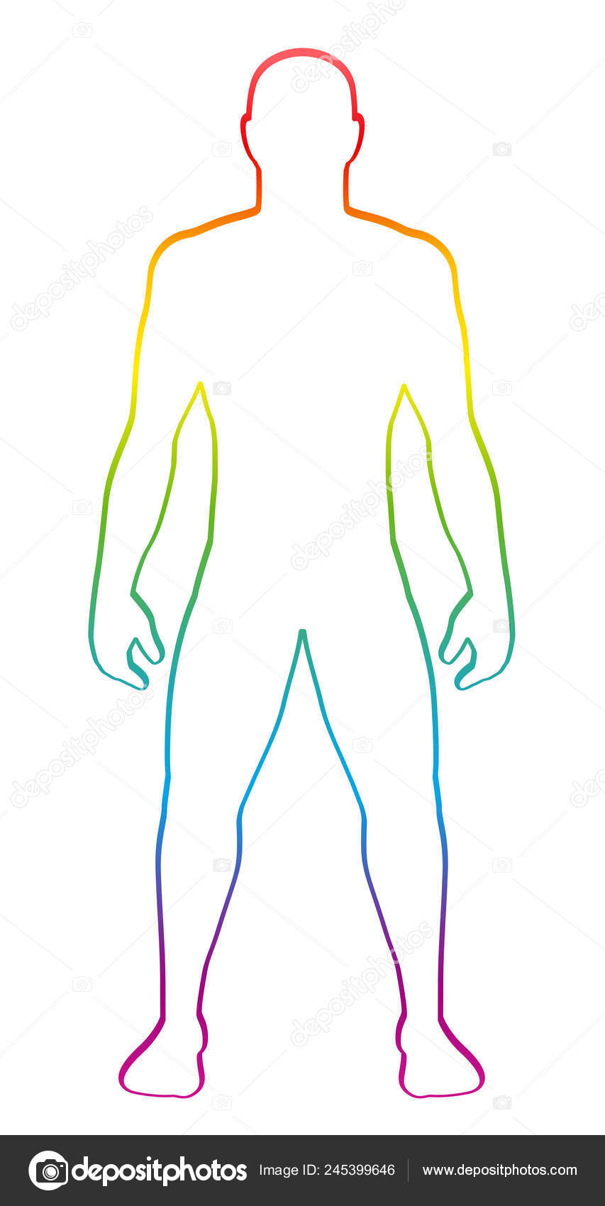 Male Muscular Body Shape Rainbow Gradient Colored Human