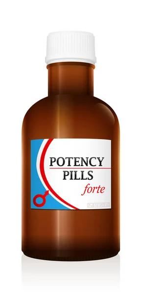 Potency Pills Medicine Bottle Male Enhancement Treatment Medical Fake Product — Stock Vector