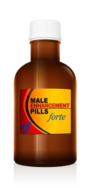 Mannelijke Encancement Pillen Geneeskunde Fles Met Potentie Pillen Medische Nep — Stockvector
