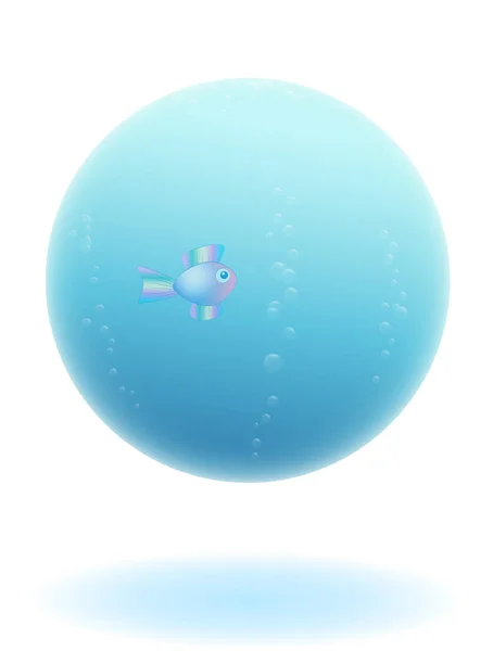 孤独な魚水球ブルー ミスティ ボール — ストックベクタ