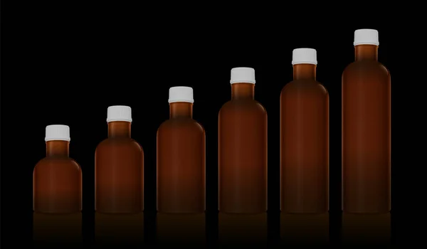 Flaconcini della medicina Le bottiglie farmaceutiche regolano le dimensioni differenti — Vettoriale Stock
