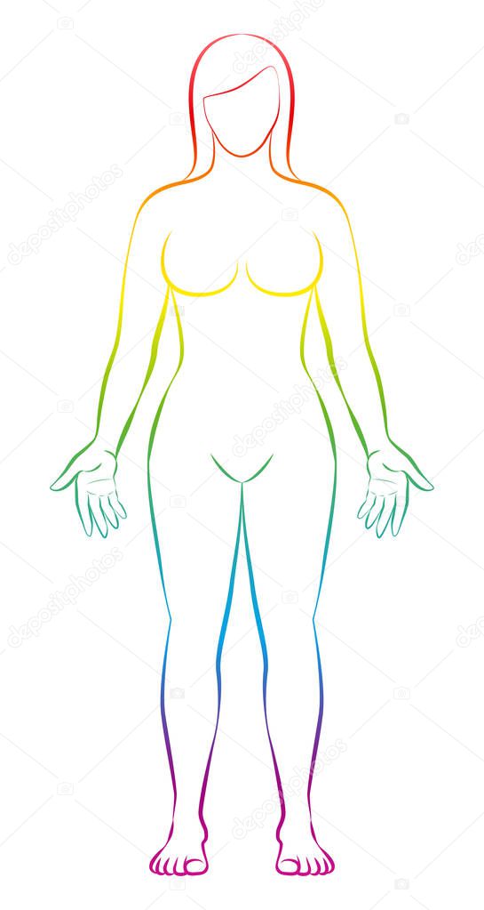 Female Shape Rainbow Colored Silhouette Woman