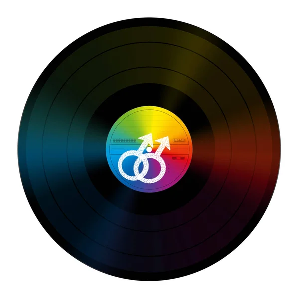 Música gay LP vinilo registro arco iris coloreado — Vector de stock