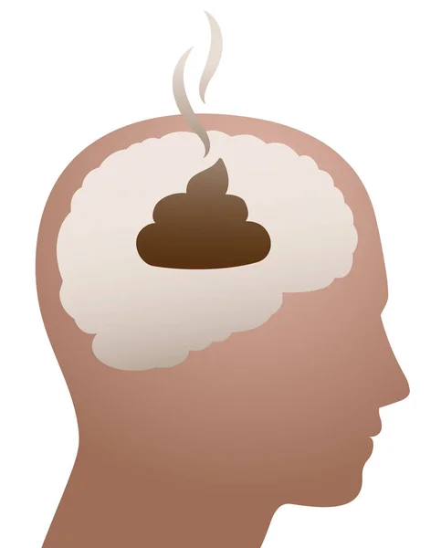 Mierda en la cabeza Problemas Pensando Cerebro — Vector de stock