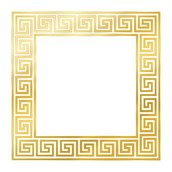 Cuadrado de oro con diseño de Meander sin costuras — Archivo Imágenes Vectoriales