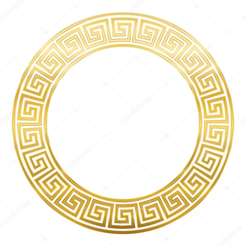 Meander Design Circle Seamless Golden Pattern