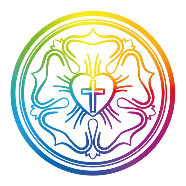 Simbolo del gradiente dei colori dell'arcobaleno della rosa di Lutero — Vettoriale Stock