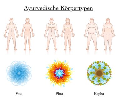 Ayurveda Body Constitution Types Couples Symbols German clipart