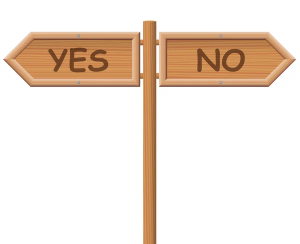 Ναι Όχι οδό σημάδι ξύλινο στυλ — Διανυσματικό Αρχείο