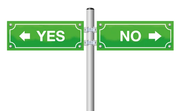 Yes No Street Sign Decision Difficulties — Stock Vector