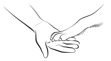 Pençeleri İnsan El Köpekleri Paw İllüstrasyon Logo ver