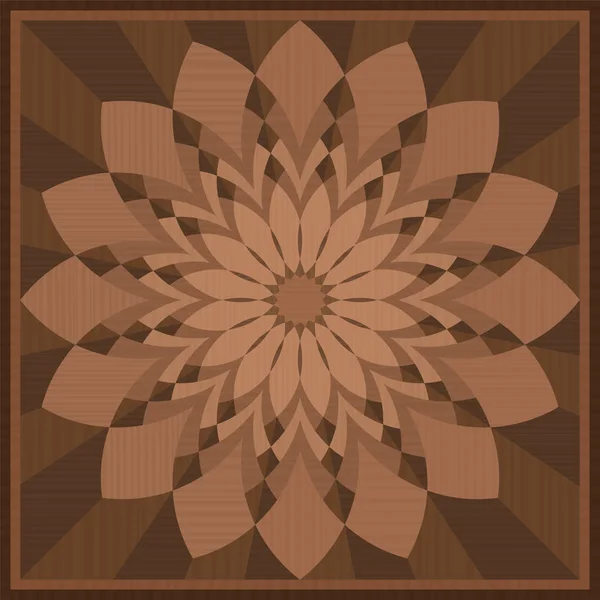 Intarsia de madera patrón de marquetería azulejo de madera — Vector de stock