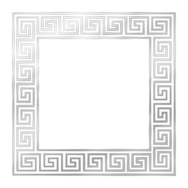 Cadre Meander argenté Format carré — Image vectorielle