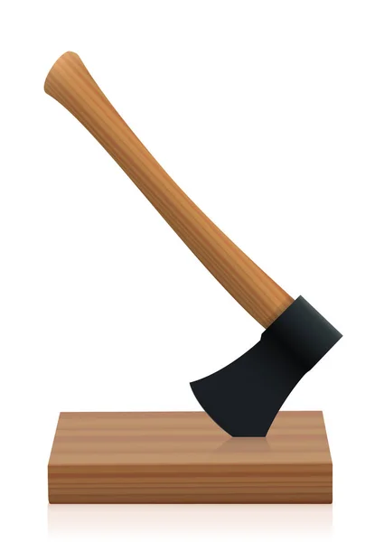 Bijl zwarte hoofd Blade houten handvat — Stockvector