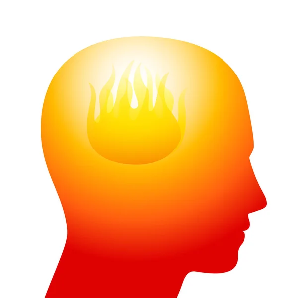 Tête brûlée flamme dans le cerveau — Image vectorielle