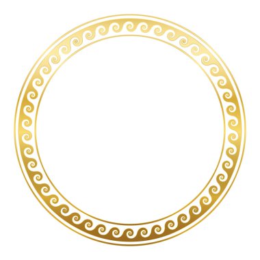 Daire Çerçeve Altın Spiraller Çalışan Köpek Deseni