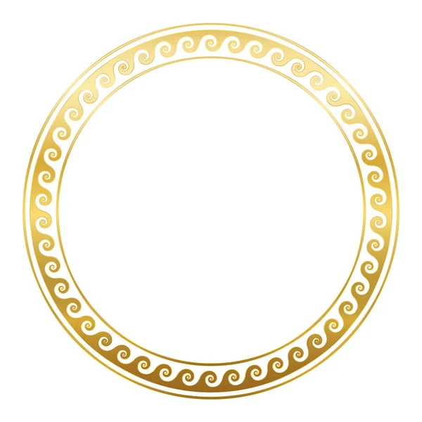 Círculo marco espirales doradas corriendo perro patrón — Archivo Imágenes Vectoriales