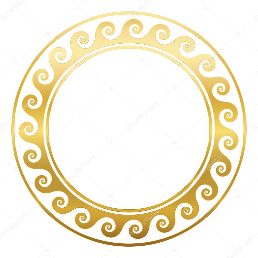 Round Frame Golden Spirals Greek Pattern