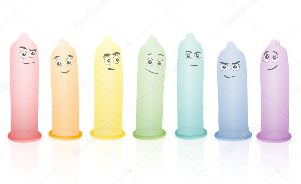 Condoms Funny Colorful Comic Faces