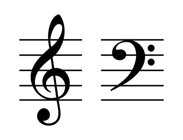 Treble Clef en Bass Clef op een vijf-lijn personeel — Stockvector