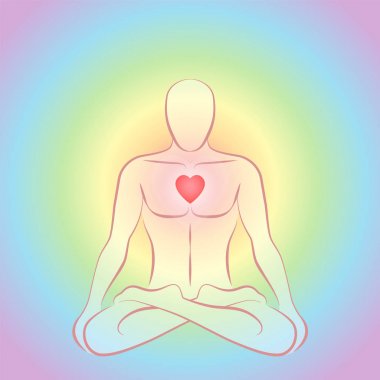Meditasyon Man Parlayan Kalp Çakra Gökkuşağı Renkler
