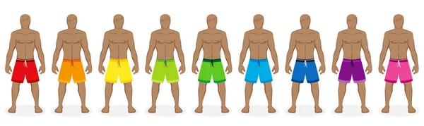 Boardshorts pływanie Trunks Colorful mężczyzna Beachwear kolekcja — Wektor stockowy