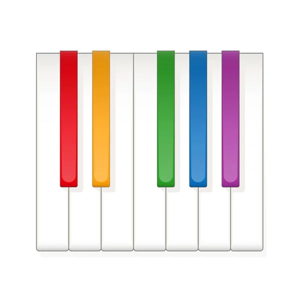 Un'ottava su una tastiera con tasti colorati invece di neri per giocare, facile e divertente da imparare. Dodici chiavi di uno strumento. Illustrazione su sfondo bianco. Vettore . — Vettoriale Stock