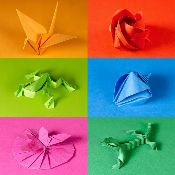 Színes origami papír figurák — Stock Fotó